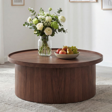 Tölgyfa dohányzóasztal dió színben  - 1