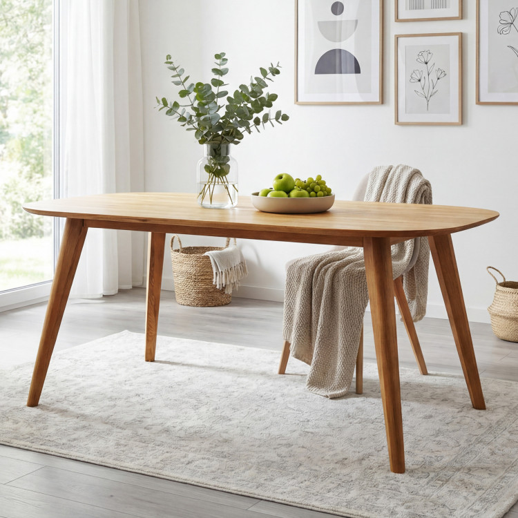 Ovális tömör tölgy étkezőasztal, Otawa 180 x 90 cm  - 1