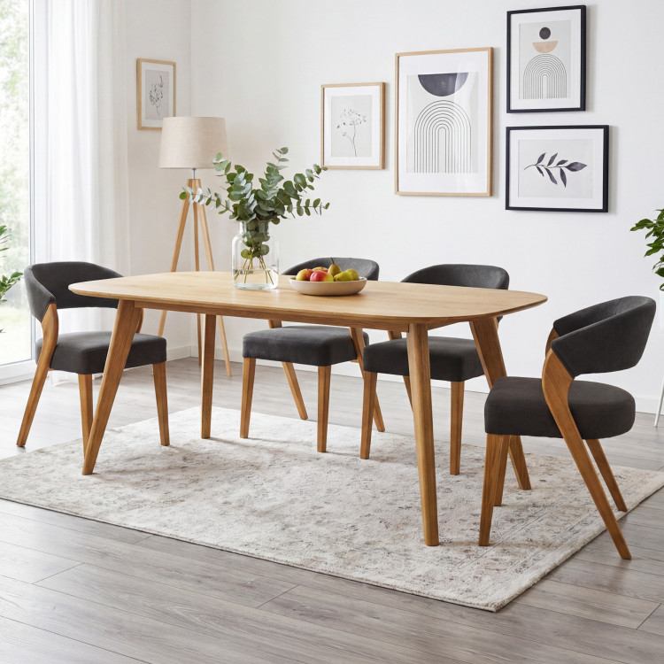 Ovális tömör tölgy étkezőasztal, Otawa 180 x 90 cm  - 5