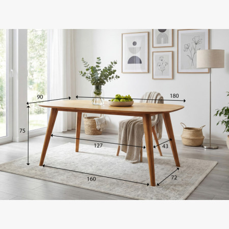 Ovális tömör tölgy étkezőasztal, Otawa 180 x 90 cm  - 26