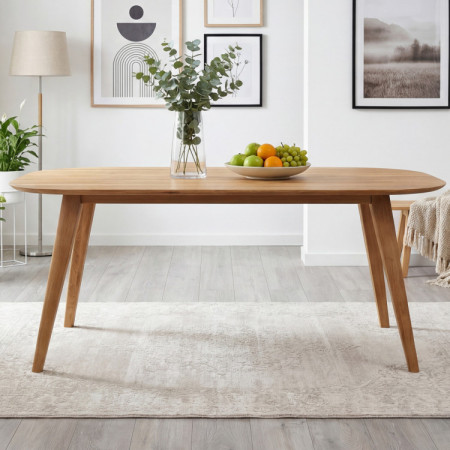 Ovális étkezőasztal tömör tölgyfából, Otawa 200 x 100 cm  - 3