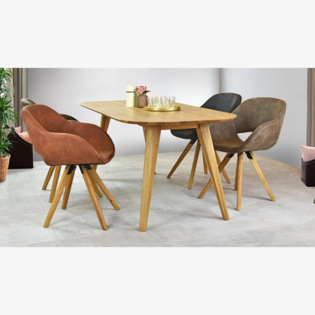 Ovális étkezőasztal tömör tölgyfából, Otawa 200 x 100 cm  - 5