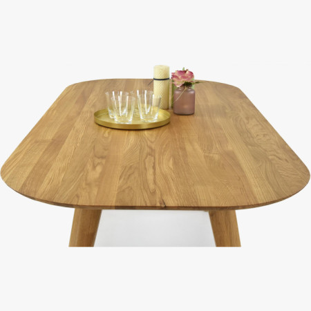 Ovális étkezőasztal tömör tölgyfából, Otawa 200 x 100 cm  - 8