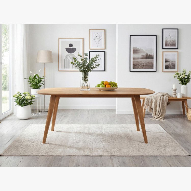 Ovális étkezőasztal tömör tölgyfából, Otawa 200 x 100 cm  - 23