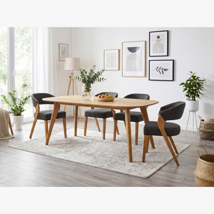 Ovális étkezőasztal tömör tölgyfából, Otawa 200 x 100 cm  - 27