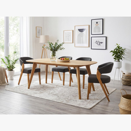 Ovális étkezőasztal tömör tölgyfából, Otawa 200 x 100 cm  - 27