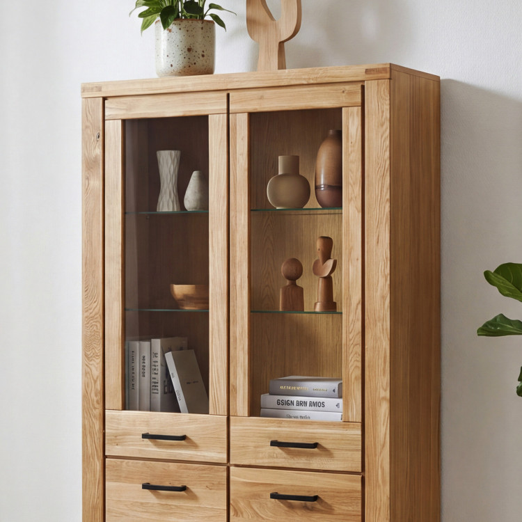 Kétszárnyú vitrin tölgy lábakon, Martina  - 3