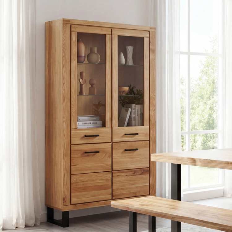 Kétszárnyú vitrin tölgy lábakon, Martina  - 4