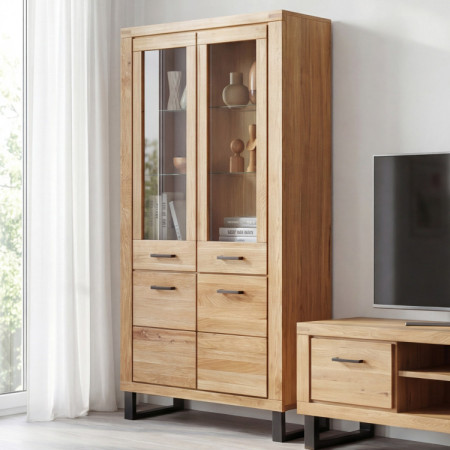 Kétszárnyú vitrin tölgy lábakon, Martina  - 5