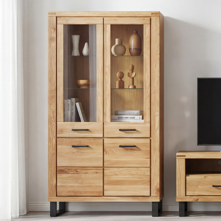 Kétszárnyú vitrin tölgy lábakon, Martina  - 16