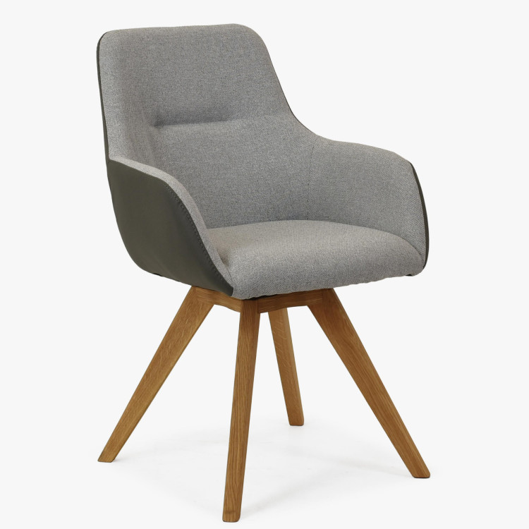 Forgatható fotel fa lábakkal, szürke  - 1