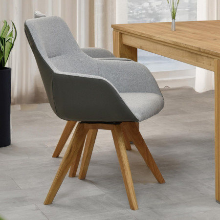 Forgatható fotel fa lábakkal, szürke  - 2