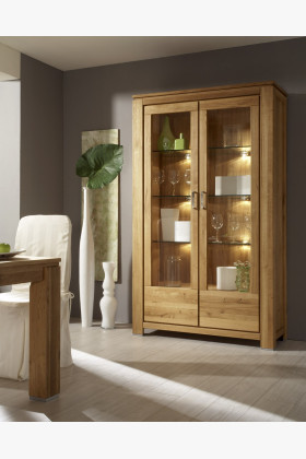 Kétszárnyú vitrin - tölgyfa, üvegajtós NL 12 típusú ajtók  - 1 2