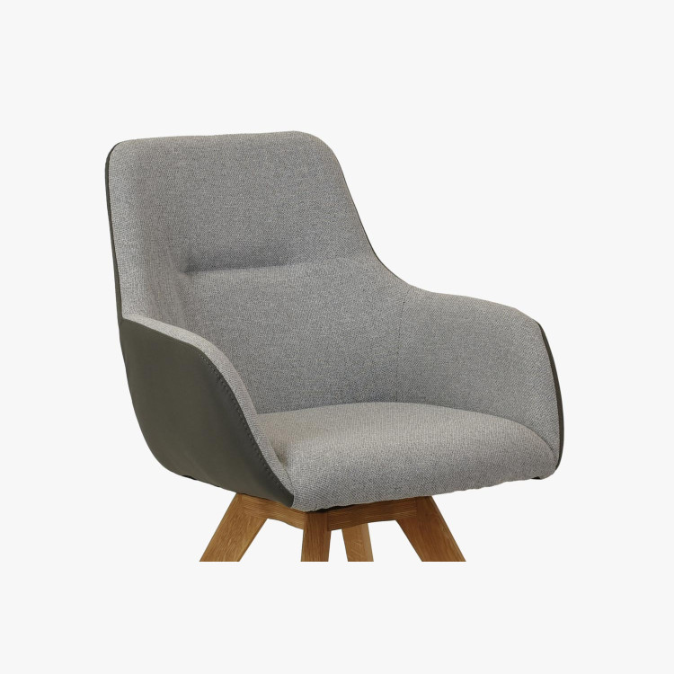 Forgatható fotel fa lábakkal, szürke  - 7