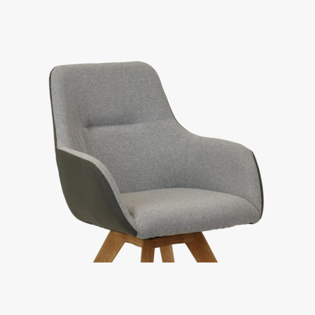 Forgatható fotel fa lábakkal, szürke  - 7