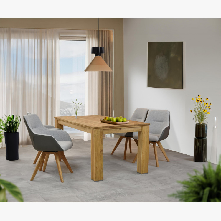 Forgatható fotel fa lábakkal, szürke  - 10