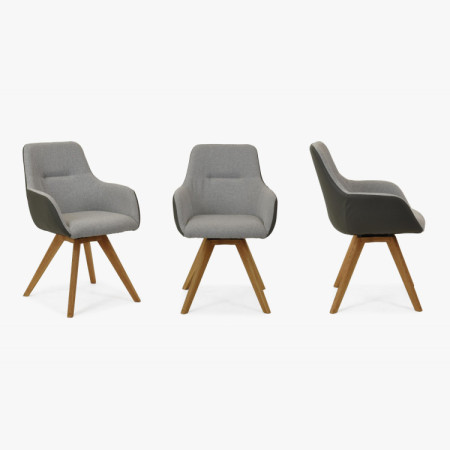 Forgatható fotel fa lábakkal, szürke  - 11