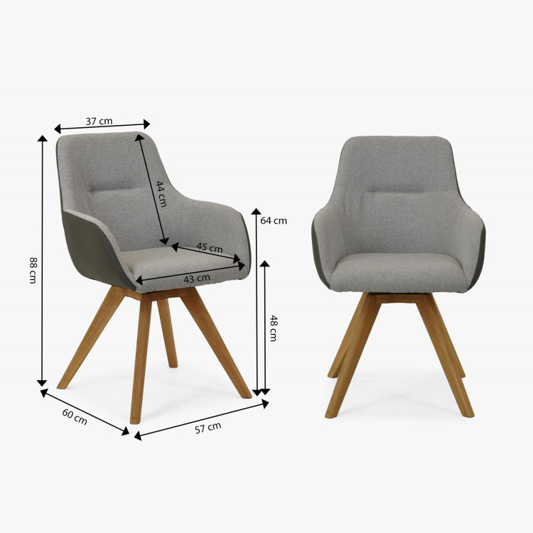 Forgatható fotel fa lábakkal, szürke  - 12