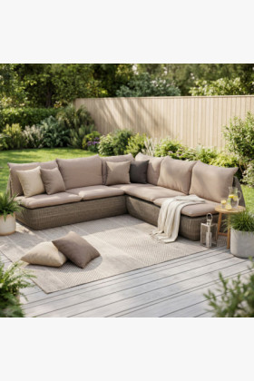 Rattan sarok kerti ülőgarnitúra barna, Cavalo