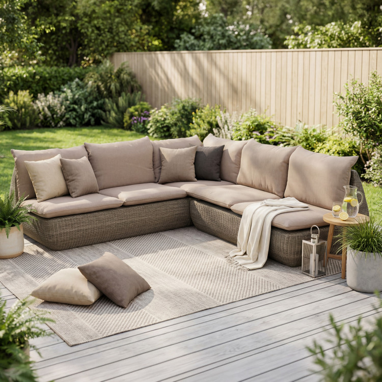 Rattan sarok kerti ülőgarnitúra barna, Cavalo