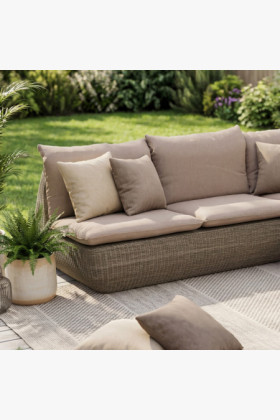 Rattan sarok kerti ülőgarnitúra barna, Cavalo 2