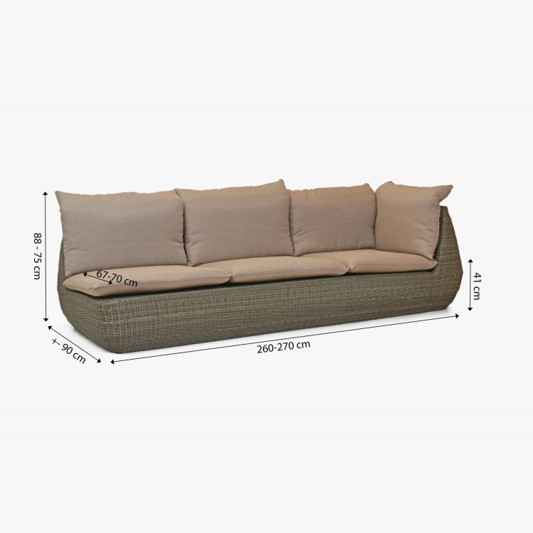 Rattan sarok kerti ülőgarnitúra barna, Cavalo