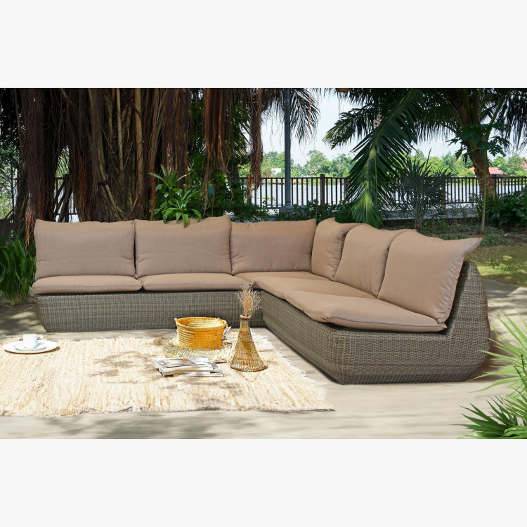 Rattan sarok kerti ülőgarnitúra barna, Cavalo