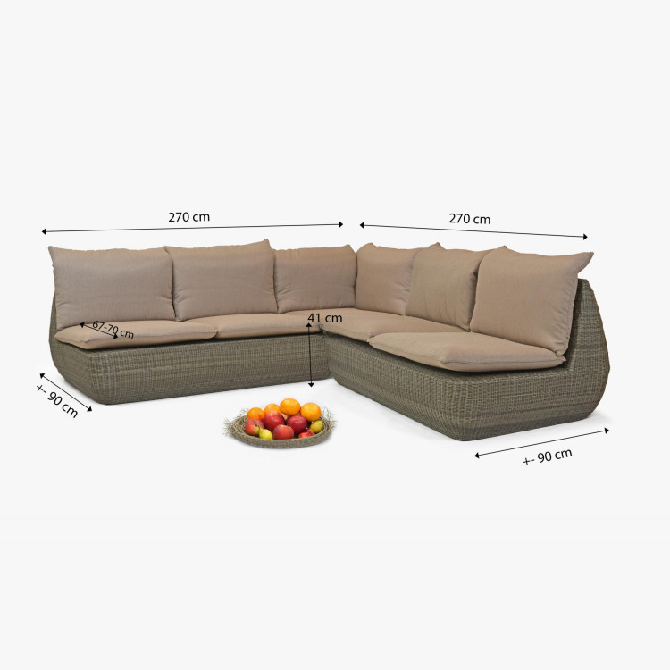 Rattan sarok kerti ülőgarnitúra barna, Cavalo