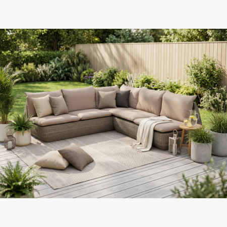 Rattan sarok kerti ülőgarnitúra barna, Cavalo