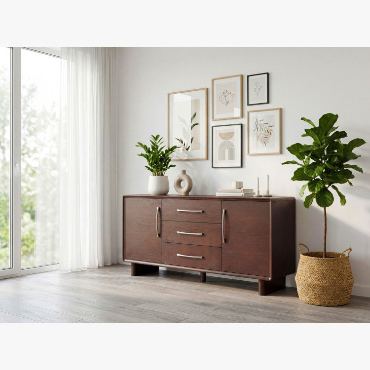 Koper komód ajtókkal és fiókokkal dió színben – 160 cm