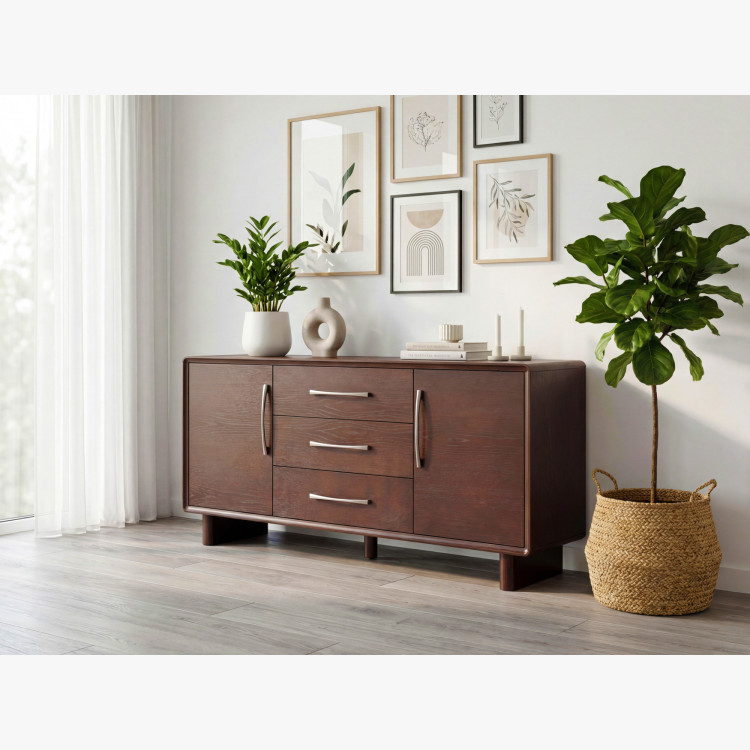 Koper komód ajtókkal és fiókokkal dió színben – 160 cm