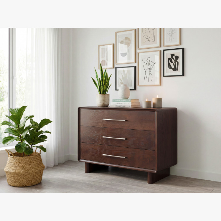 Koper komód 3 fiókkal dió színben