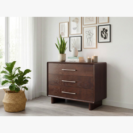 Koper komód 3 fiókkal dió színben