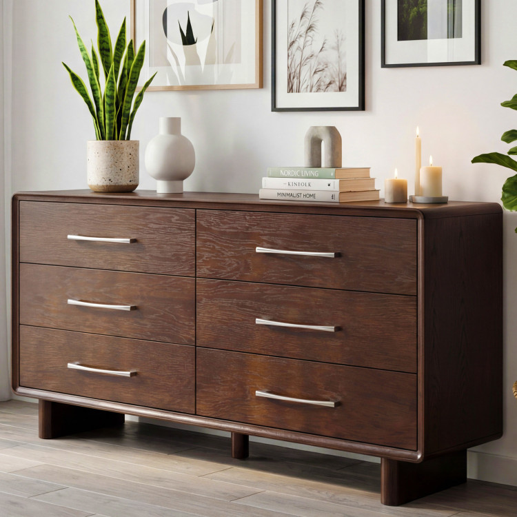 Komód 6 fiókkal dió színben – 160 cm