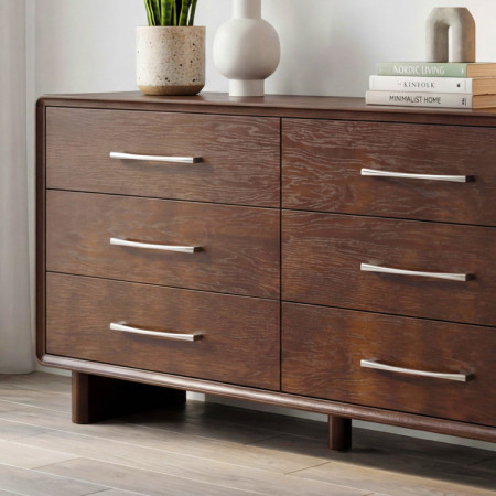 Komód 6 fiókkal dió színben – 160 cm