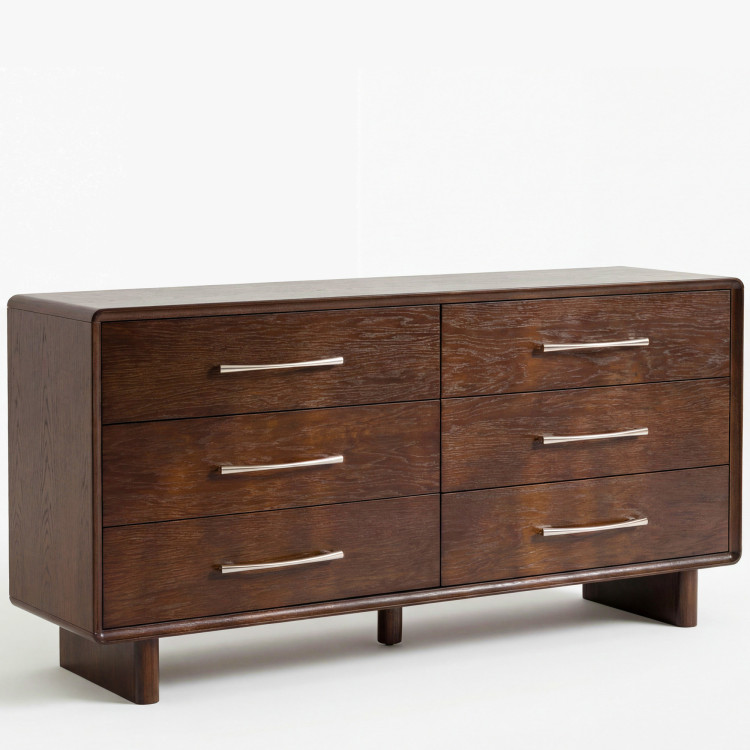 Komód 6 fiókkal dió színben – 160 cm