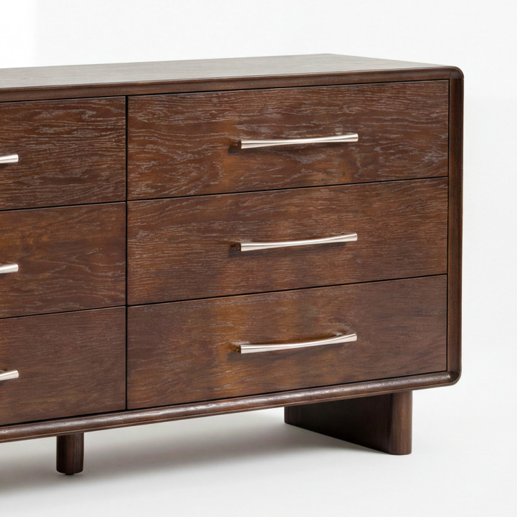 Komód 6 fiókkal dió színben – 160 cm