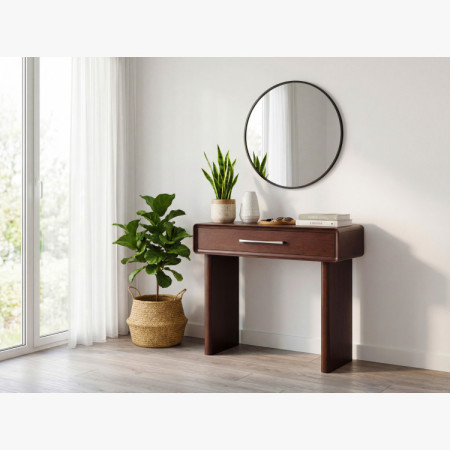 Design konzolasztal fiókkal diószínű