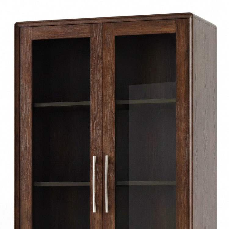 Vitrin üveges ajtóval és fiókkal dió színben