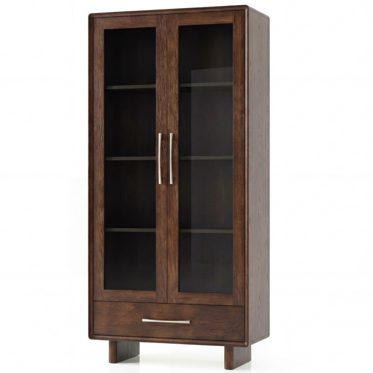 Vitrin üveges ajtóval és fiókkal dió színben