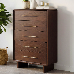 Magas design komód 5 fiókkal dió színben