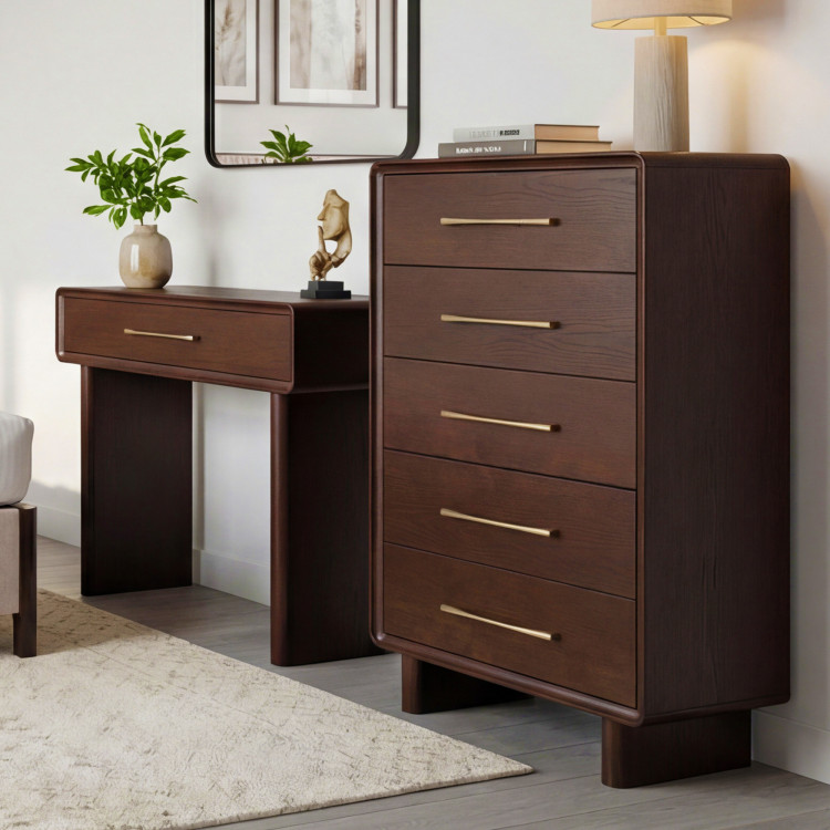 Magas design komód 5 fiókkal dió színben