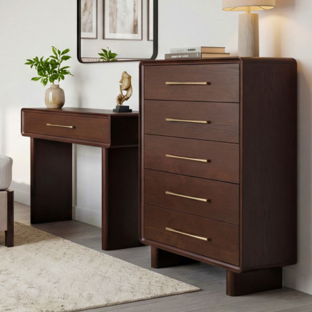 Magas design komód 5 fiókkal dió színben