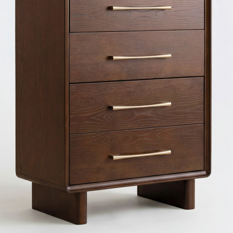 Magas design komód 5 fiókkal dió színben