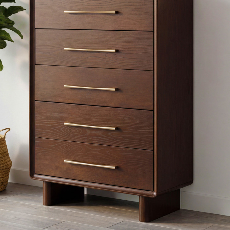 Magas design komód 5 fiókkal dió színben