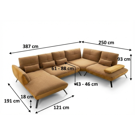 Moduláris ülőgarnitúra DOVER - U változat jobbos sarok