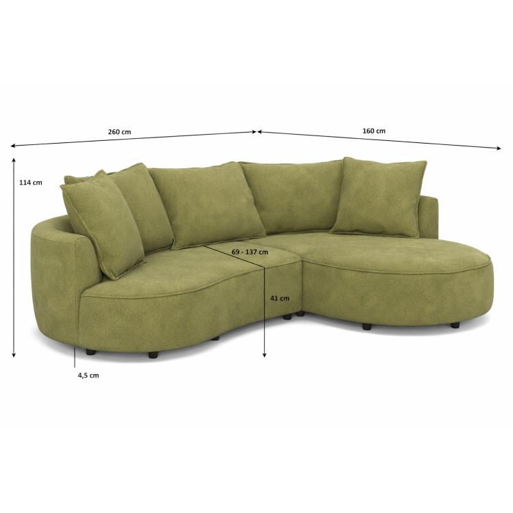 Zaoblená ülőgarnitúra SANA – jobb sarok