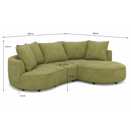 Zaoblená ülőgarnitúra SANA – jobb sarok