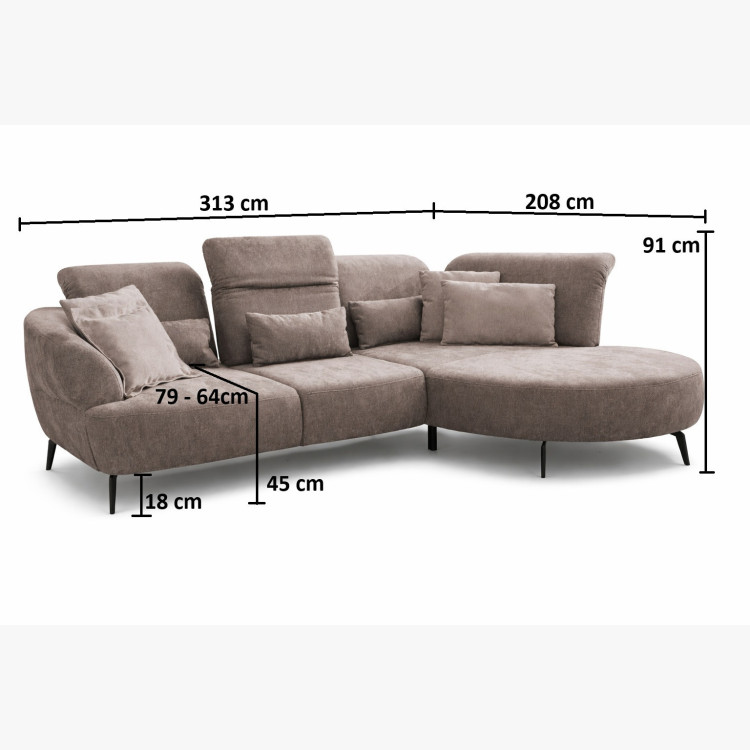 Sedací sarokgarnitúra DANCE állítható kényelmi funkcióval - jobb sarok