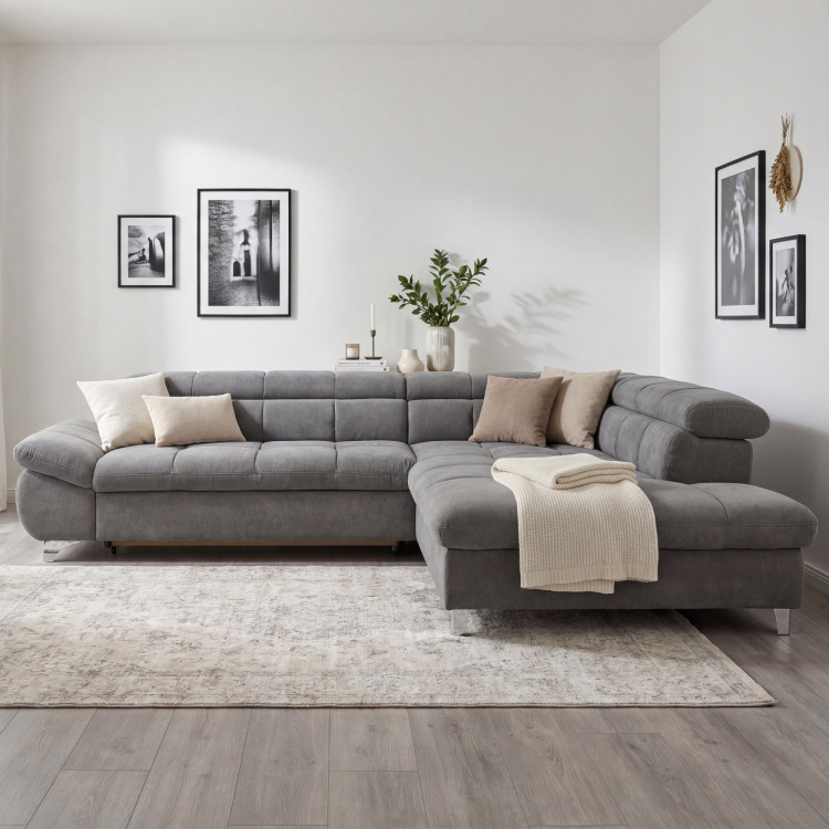 Sarokkanapé fekvőfunkcióval szürke , Jobb oldali sarok